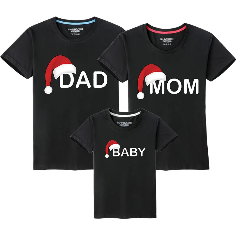 Christmas hat mother and daughter clothes mommy and me clothes father dad son t-shirts family matching clothing