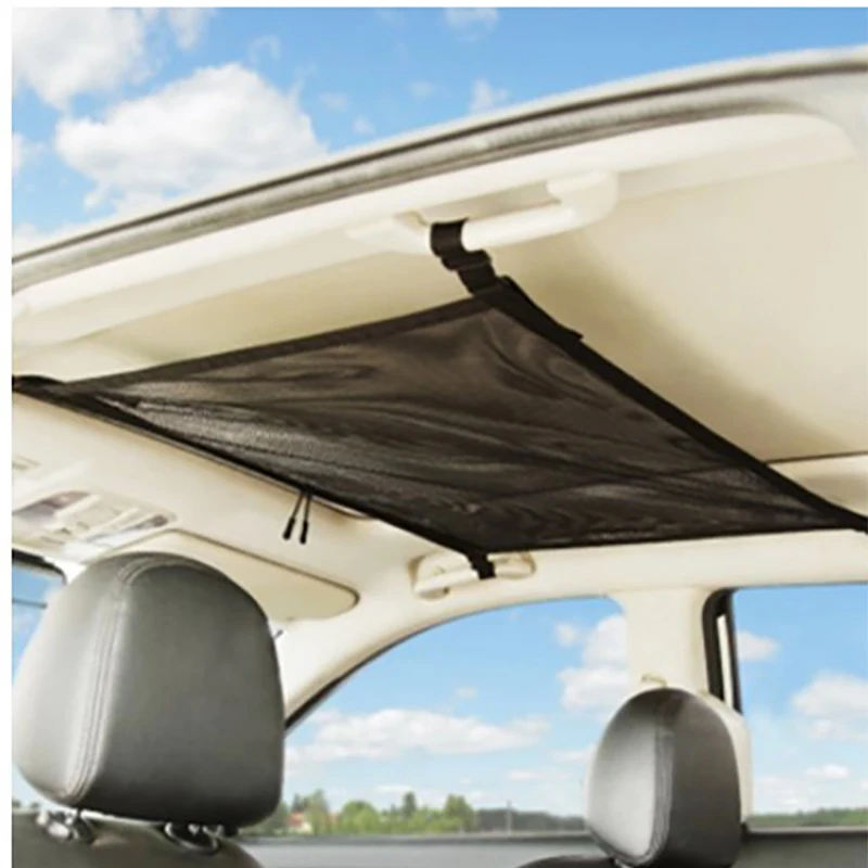 Car Ceiling Storage Net Pocket Roof Net Pocket Hanging Luggage Suspended Double-layer Network Port Storage Bag Car Products