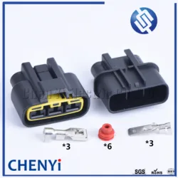 1 set 3 pin car waterproof connector(6.3)  automobile fan right Slot socket plug QLW-A-3F-B QLW-A-3F-GR QLW For Honda QLW-3F-B