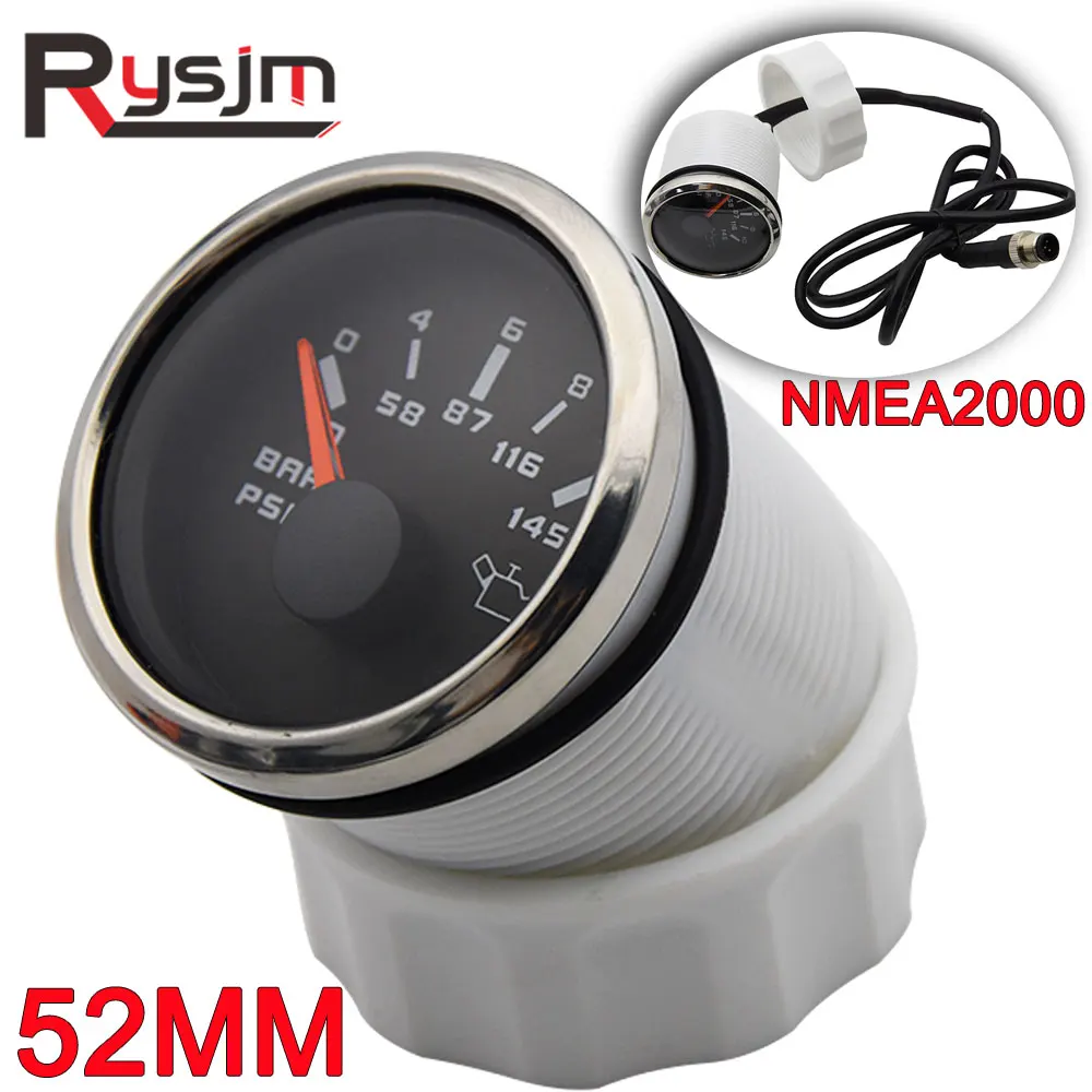 NMEA 2000 52mm Oil Pressure Gauge Oil Press Meter For Boat Yachts Car 0-10 BAR 0-145 PSI Port Side Starboard NMEA2000 9-30V