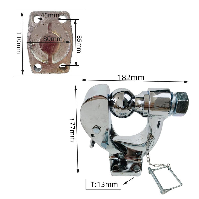 Egoمقطورة مطلي بالكروم 5TON COUPLEMATE Pintle خطاف كومبو مع 2 "50 مللي متر الكرة وصلة مقطورة سحب الكرة ذيل شاحنة ذو حمل شاق أجزاء