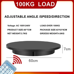 42/52/60CM Remote Control Rotating Turntable 100KG Load 360° Mute Exhibition Rotation Table Electric Photography Display Stand