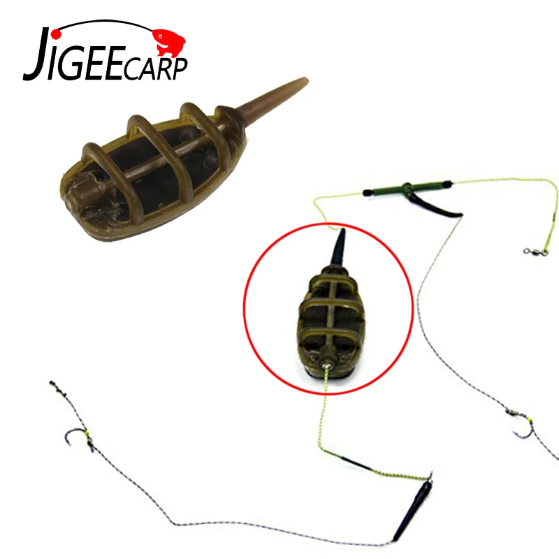 JIGEECARP 1/2pc Carp Coarse Inline Method Feeder for Carp Fishing Feeder Sinker Pesca Bait Thrower 15-40g Fishing Tools