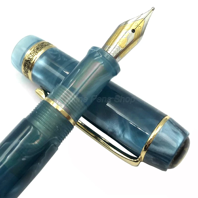 

Kaigelu 316 Noble Marble Celluloid Fountain Pen 22KGP Medium Nib Dark Blue Phantom Pattern For Writing Pen With Gift Box