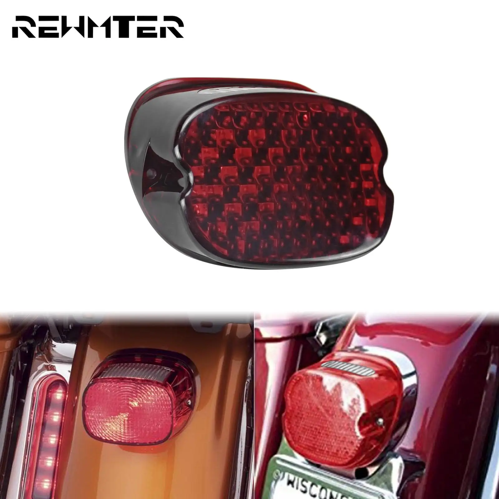 

Motorcycle LED Running Tail Light Red Lens Brake License Plate Lamp Rear Stop Lights For Harley Softail Sportster Touring Dyna