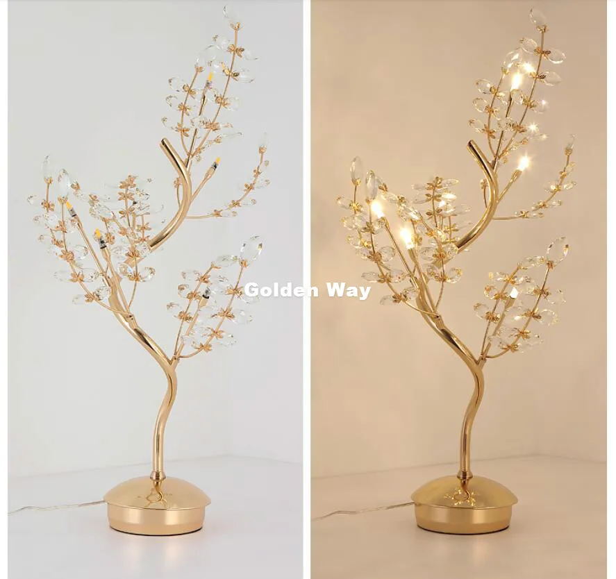 Modern Crystal Table Lamps Bedside Lamp D50cm H78cm G4 Floral Modern Crystal Table Lamp Nordic K9 Luxury Crystal Decoration Lamp