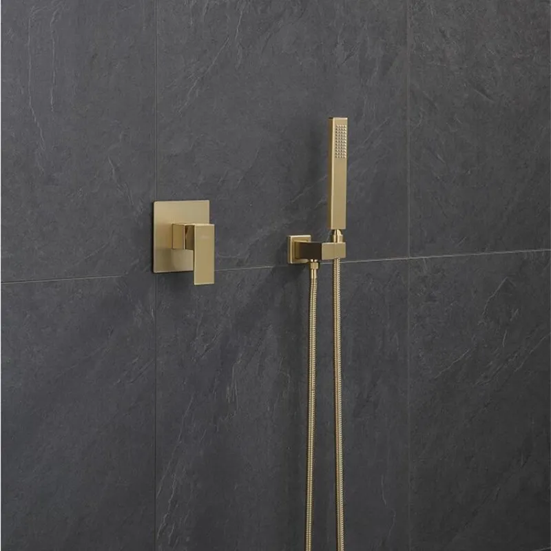 Shower faucet set Brush Gold/back wall mounted shower faucet brass in-wall water mixer