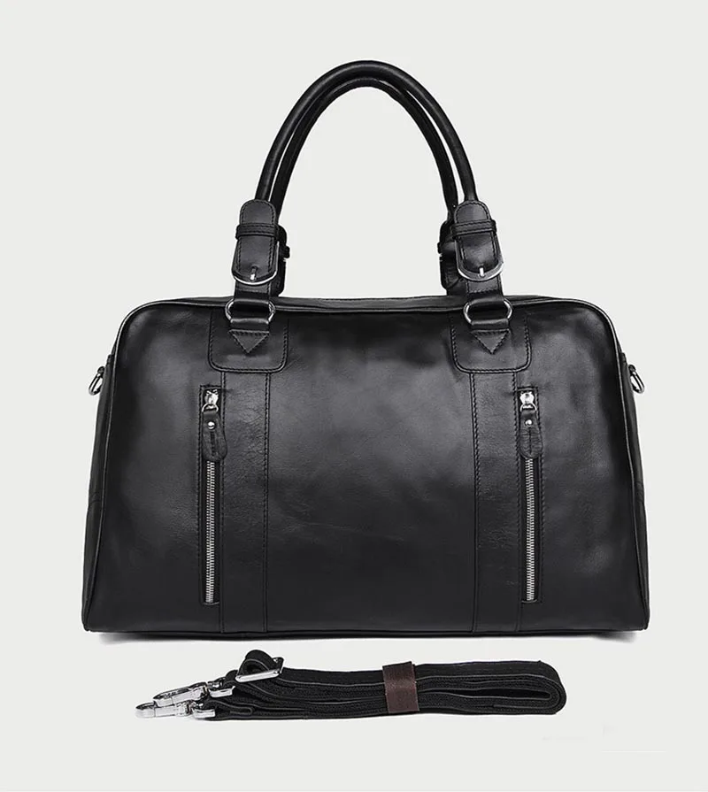 Luufan Genuine Leather Travel Bag For Man Big Capacity Unisex Business Travel Duffel Soft leather Carry Hand Luggage Bags Black