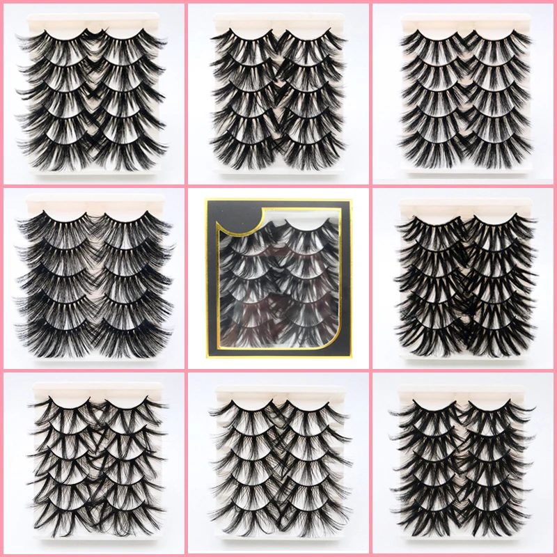 

5 Pairs 25MM Mink Lashes False EyelashesThick Long/ Natural/Eye Lashes Wispy Makeup Beauty Extension Tools faux cils naturel