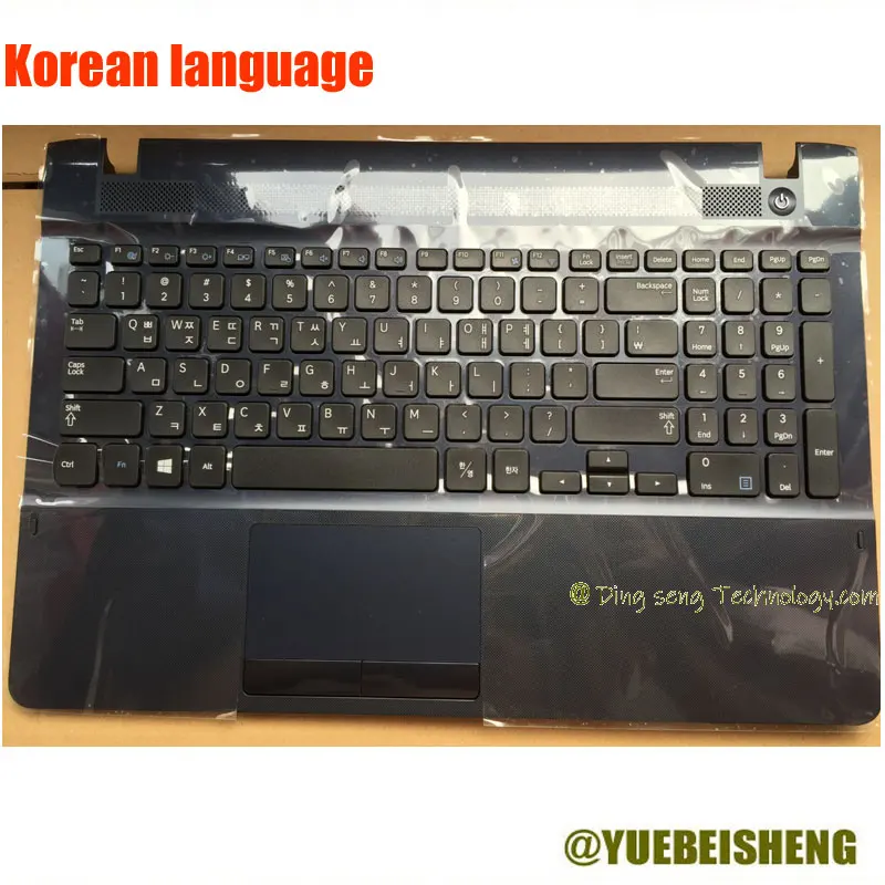 YUEBEISEHNG     New/Org for Samsung NP270E5J 270E5G 270E5U 270E5R 270E5K palmrest Korean keyboard upper cover Touchpad,Dark blue