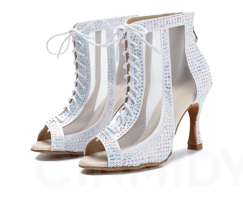 Strass-Latein-Tanzstiefel, Pole-Dance-Schuhe für Frauen, sexy Bauchtanzschuhe, Ballsaal-Damen-Mesh-Tanzschuhe, Cuba High Heels – Detail 17