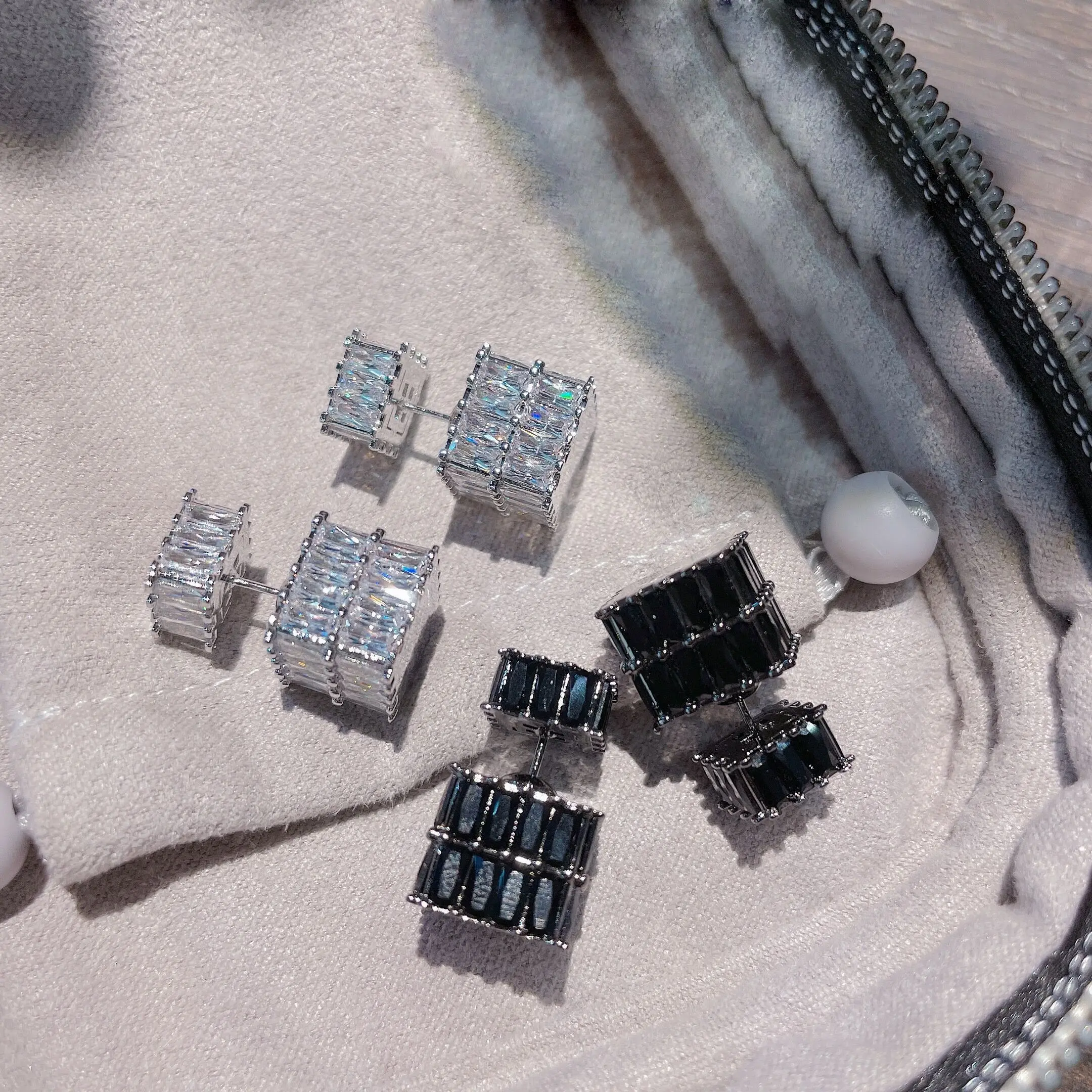 Women Cubic square earrings women's light luxury style earrings