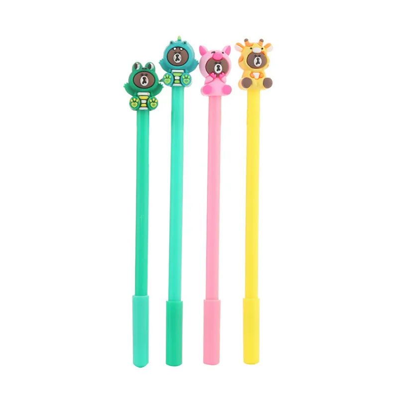 50PCS Creative Cartoon Bear Gel Pen Cute Learning Stationery Writing Pen Student Test Black Gel Pen Kawaii School Supplies