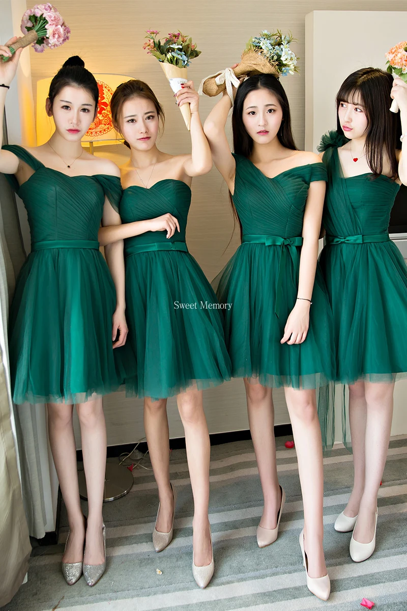 U933ผู้ใหญ่ Junior สีเขียวเพื่อนเจ้าสาวสำหรับสตรีชุด Plus ขนาด Prom Dresses สาว Lace Up Vestidos Tulle งานแต่งงาน robe