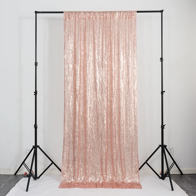 High Quality Rose Gold Party Sequin Glitter Backdrop Drapes Curtain Shimmer for Wedding Events Photography Backdrop Glitter Wall