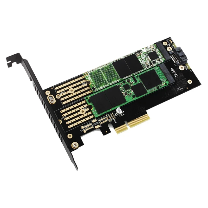 M.2 NVMe SSD NGFF untuk PCIE X4 Adaptor M Kunci B Kunci Antarmuka Dual Kartu Suppor PCI Express 3.0 X4 2230-22110 Semua Ukuran M2 Converter