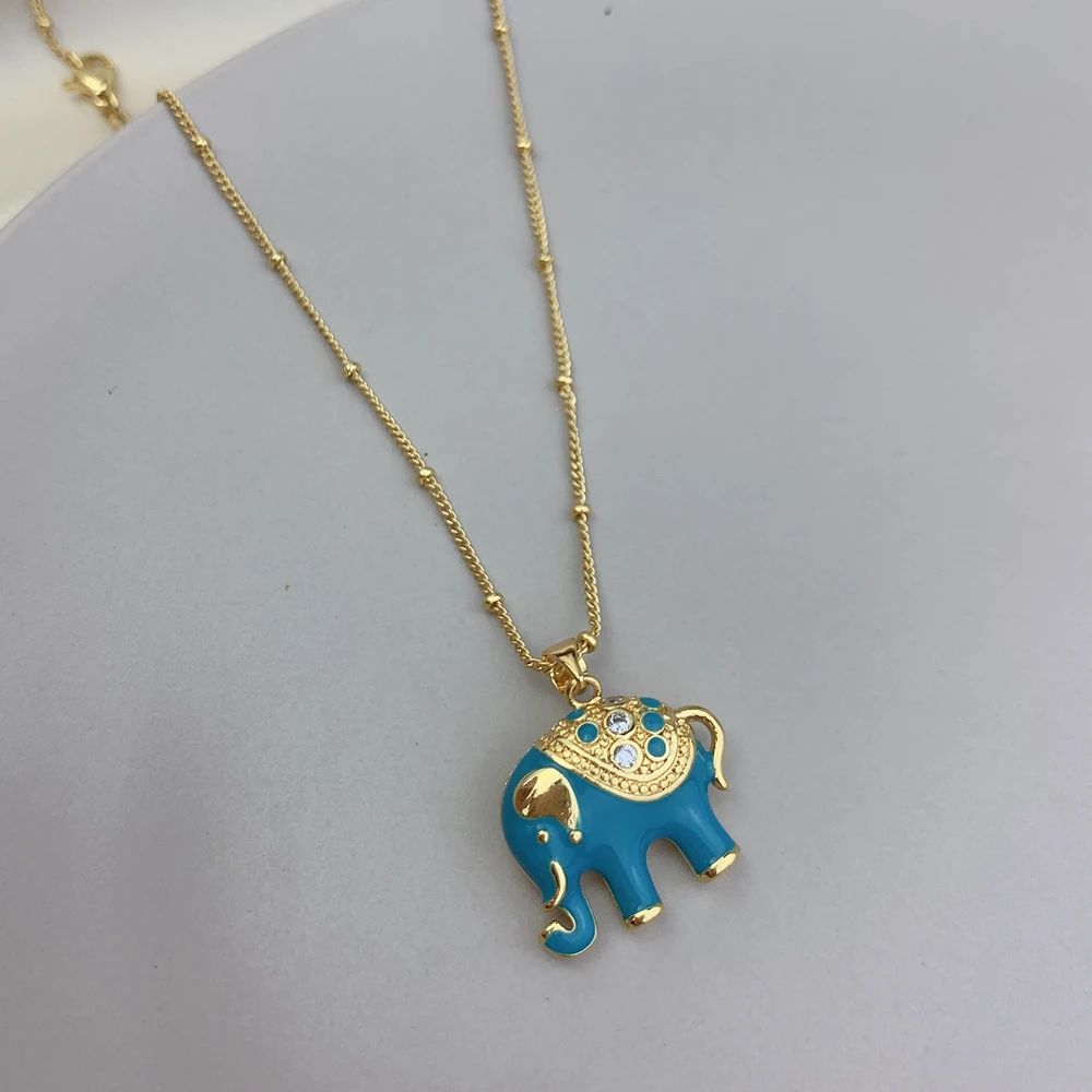 Cute Elephant Choker Necklace For Women Zircon Animal Pendant Necklaces Fashion Gift Necklac Jewelry