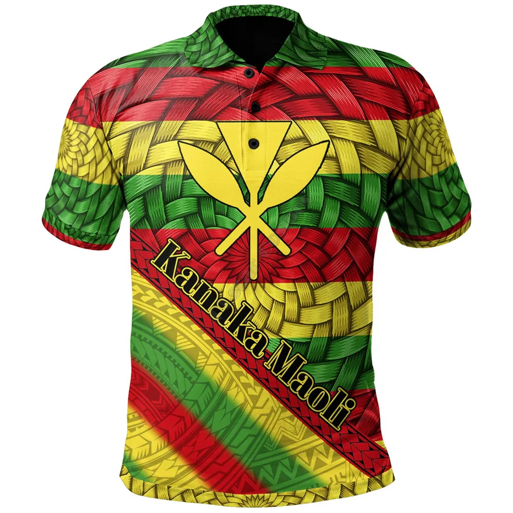 Hawaii Polo Shirt Kanaka Maoli Flag With Bamboo Patterns 3D Printed Polo Shirt Men For Women Short Sleeve Summer T-shirt