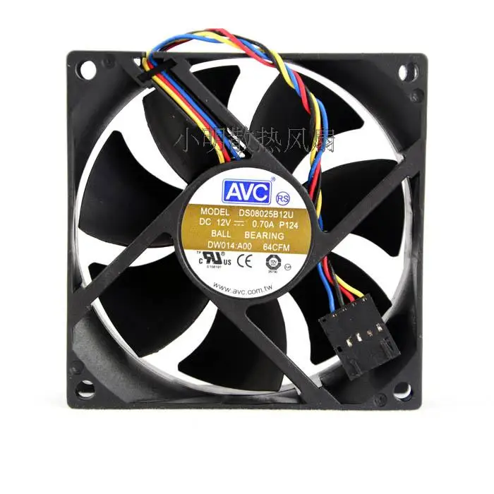 

AVC DS08025B12U P124 DC 12V 0.70A 80x80x25mm 4-Wire Server Cooling Fan