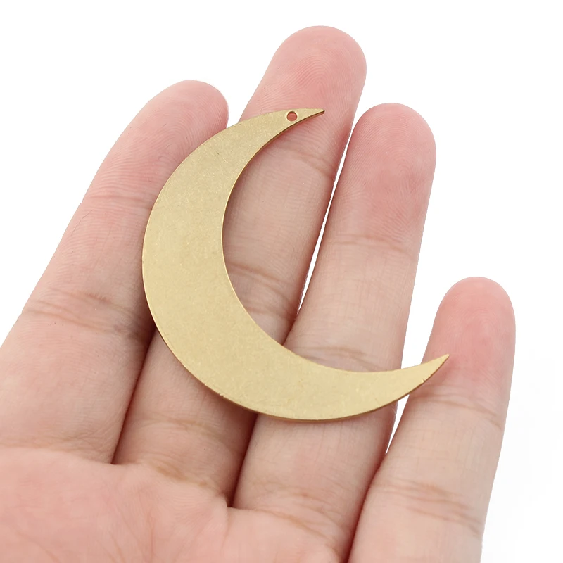 6pcs Raw Brass 34x46mm Large Crescent Moon Connector Pendant Stamping Charms For DIY Earrings Necklace Jewelry Making Crafts