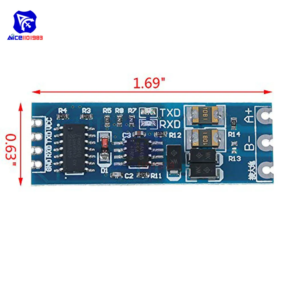 Diymore-UART Serial Port Converter Módulo Função, RS485 para TTL Converter, SCM Módulo de Controle Automático de Fluxo