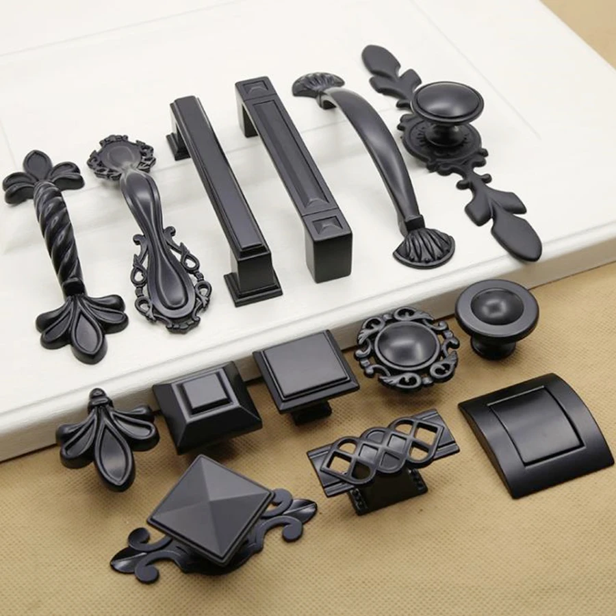 LCH American Style Piano Black Hardware Cabinet Knob  Garden Hardware Door Pull Furniture Handles