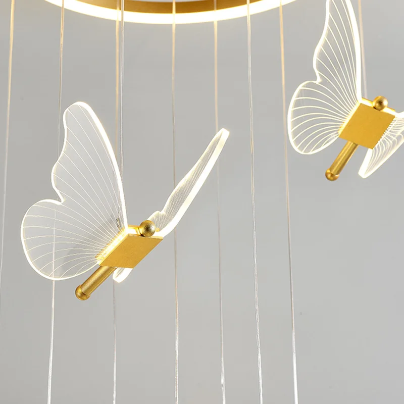 Butterfly Led Pendant Light Indoor Lighting Staircase Duplex Living Room Dining Room Restaurant Art Hallway Decoration