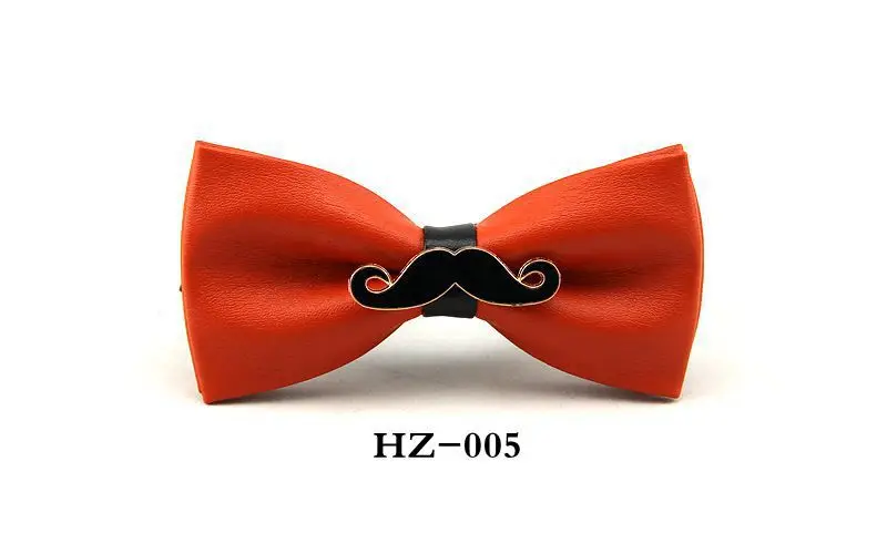 Trendy PU Stage Men\'s Fashion Bow Tie Metal Mustache Bowknot Gentleman Adult Bow Ties Neckwear Wedding Evening Party