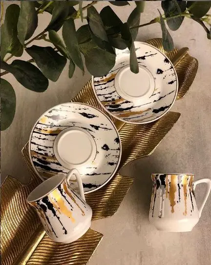 

DOLBOVI Symbol 6Lı Porcelain coffee cup Set Kit Picasso Pourer Pattern mug кружка coffee cup cup