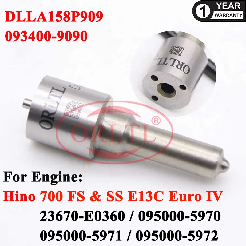 23670-E0360 Injection Sprayer DLLA158P909 Black Needle Sprayer DLLA 158 P 909 For Hino 095000-5972 0950005972 095000 5972