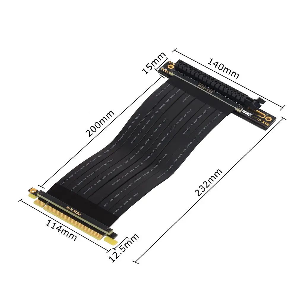 PCIe Riser Cable, 3.0 x16 PCI Express Riser Extender, Flexible Left Angle 90 Degree GUP Riser Cable for Graphics Card Vertical