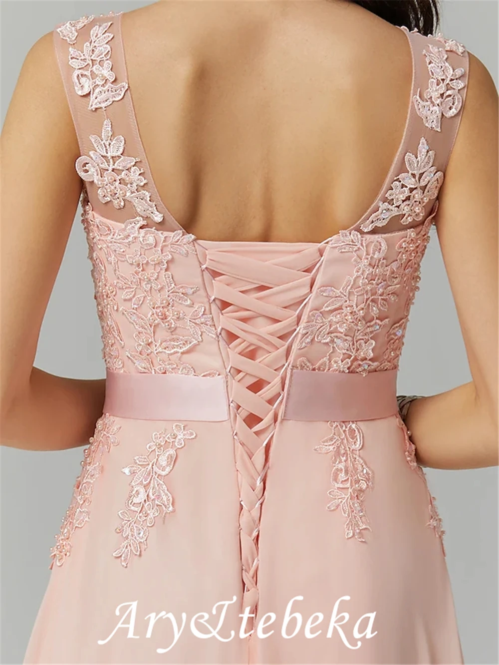 Linha a império elegante baile de formatura formal vestido de noite ilusão pescoço sem mangas até o chão georgette frisado renda com apliques 2021