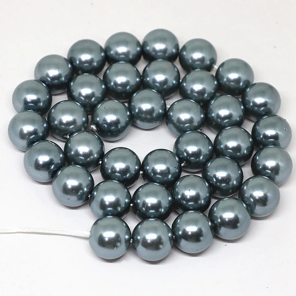 Dark gray 4-14mm pick size round imitation shell pearl beads fashion fit diy necklace bracelet jewelry making 15inch B1618