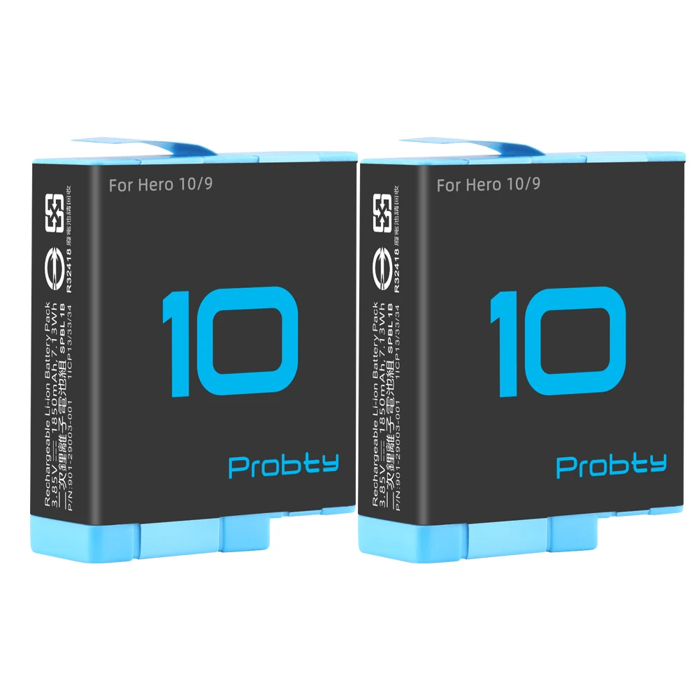 1850mAh ل GoPro بطل 10 بطل 9 3 فتحات شاحن تخزين صندوق شحن ل GoPro بطل 9 الأسود