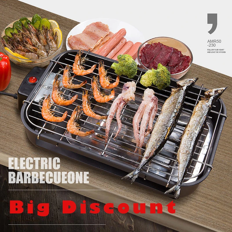 220V 1300W Multifunction Electric Grill Household Electric Baking Mold Smokeless Teppanyaki Barbecue BBQ Pan