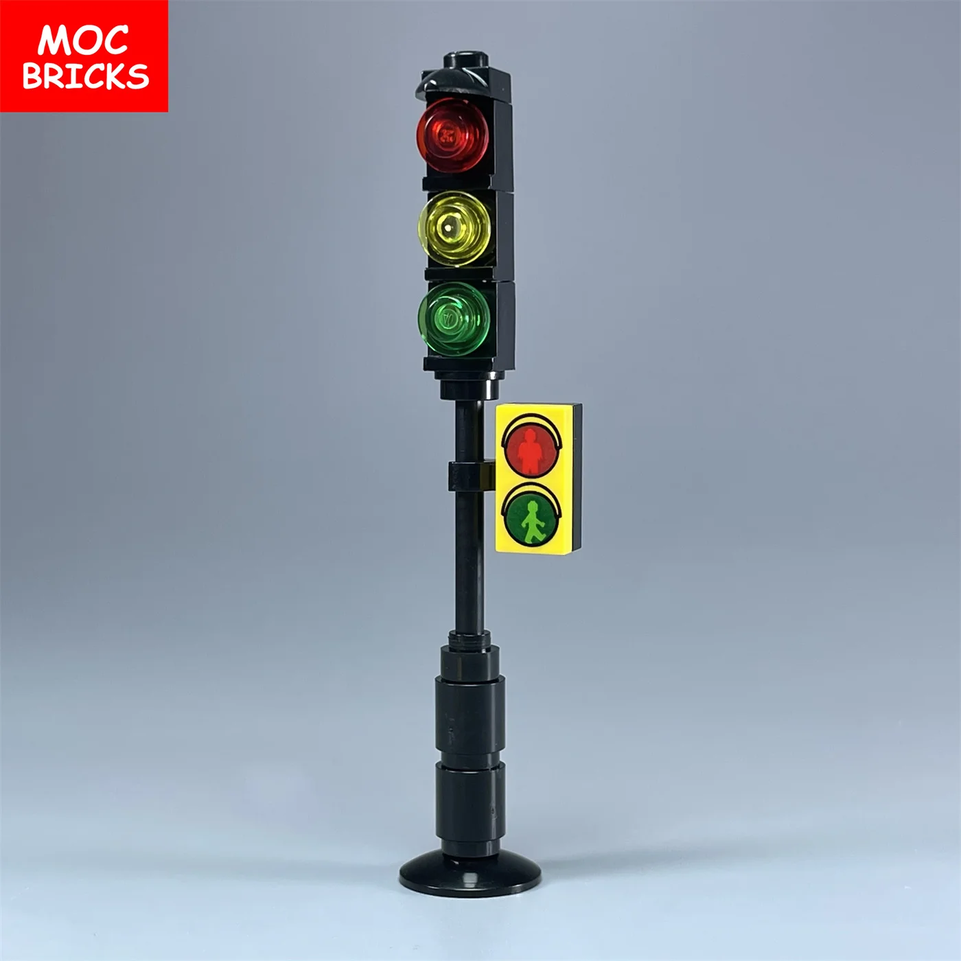 MOC Bricks Road Sign 1X2 1X4 2X2 Traffic Light City Street Crosswalk Railway Toys Educational Building Blocks Dolls Kids Gifts