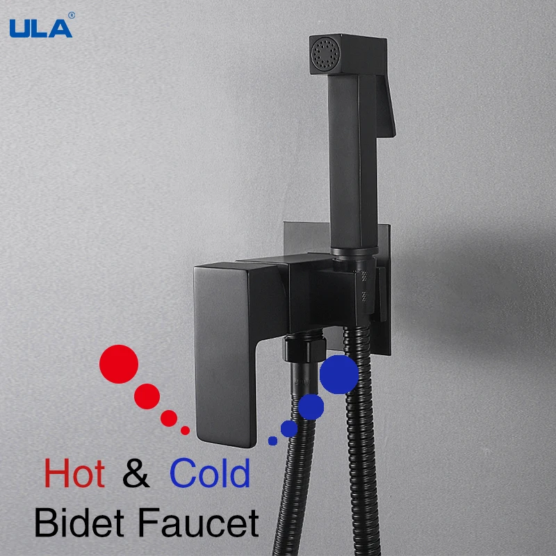 ULA Brass Portable Bidet Faucet Sprayer Toilet Bidet faucet Bathroom Shattaf Hot Cold Water Mixer Toilet Gun Set Hygienic Shower