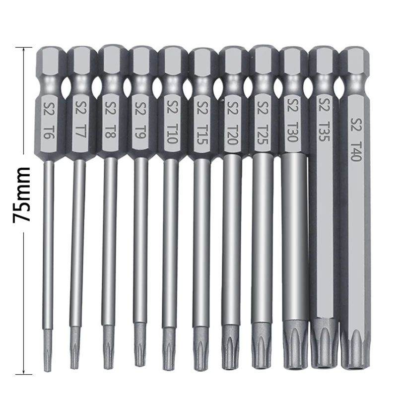11pcs/12pcs Security Bit Set Tamper Proof Screwdriver Drill Bit Screw Driver Bits Torx Flat Head 1/4\