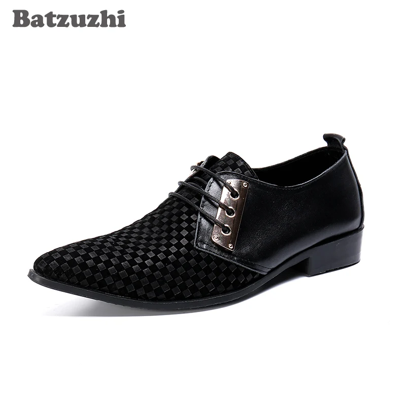 

Batzuzhi Men Shoes Pointed Toe Genuine Leather Dress Shoes Men Black Lace-up Formal Business Leather Shoes Zapatos Hombre