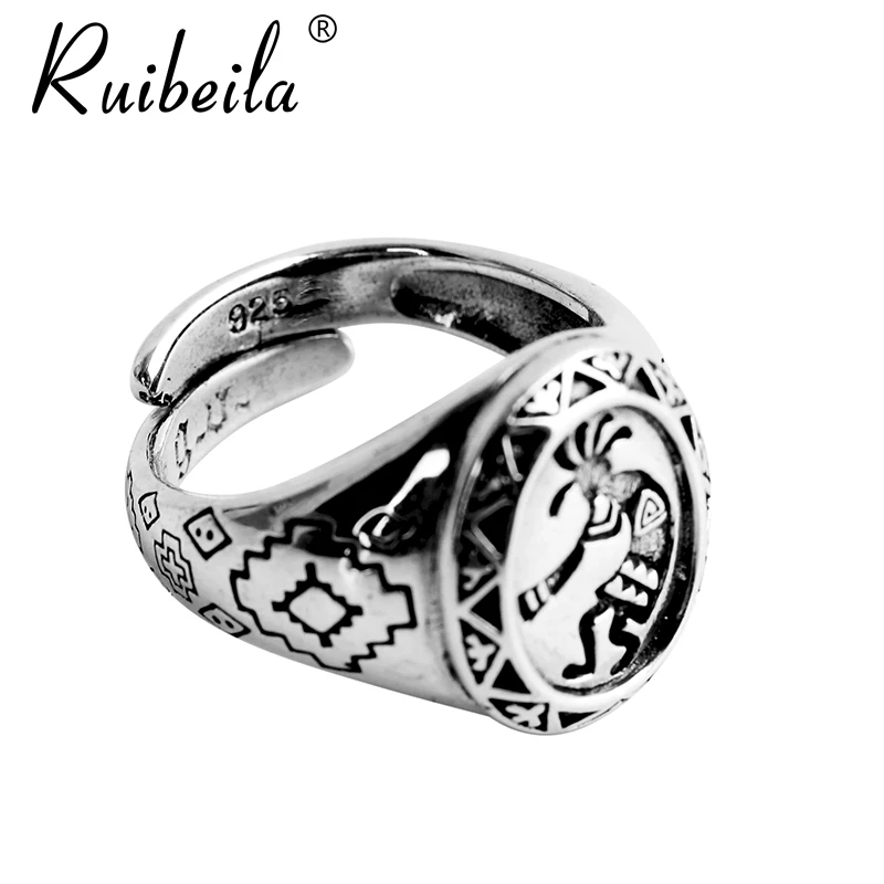 Ruibeila S925 silver Maya Indian retro men ring personality opening adjustable accessories party gift R01010553