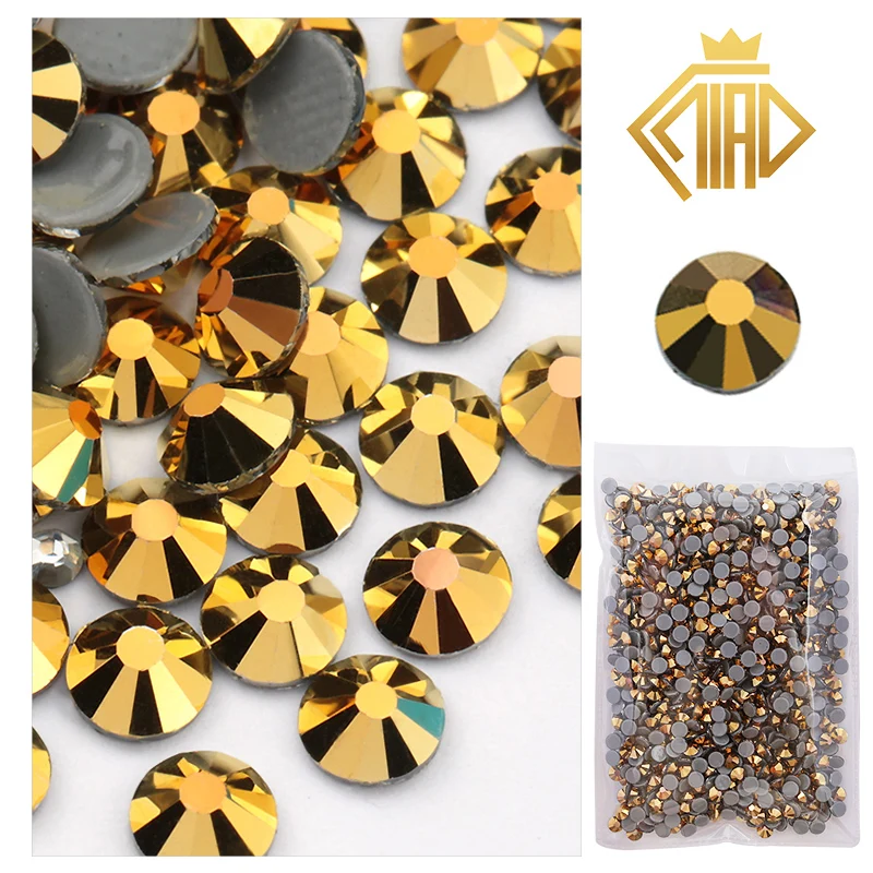 Metallic Color Rhinestones Crystal Glass SS6-SS30 Flatback Hotfix Stones Strass Glitter For Fabric DIY Clothes Decorations