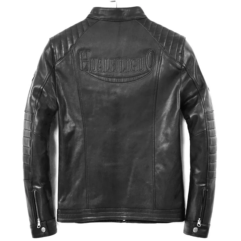 

Geniune Leather Jacket Men Sheepskin Leather Jacket Short Slim Motocycle Spring Autumn Jaqueta De Couro HL-019 MF113