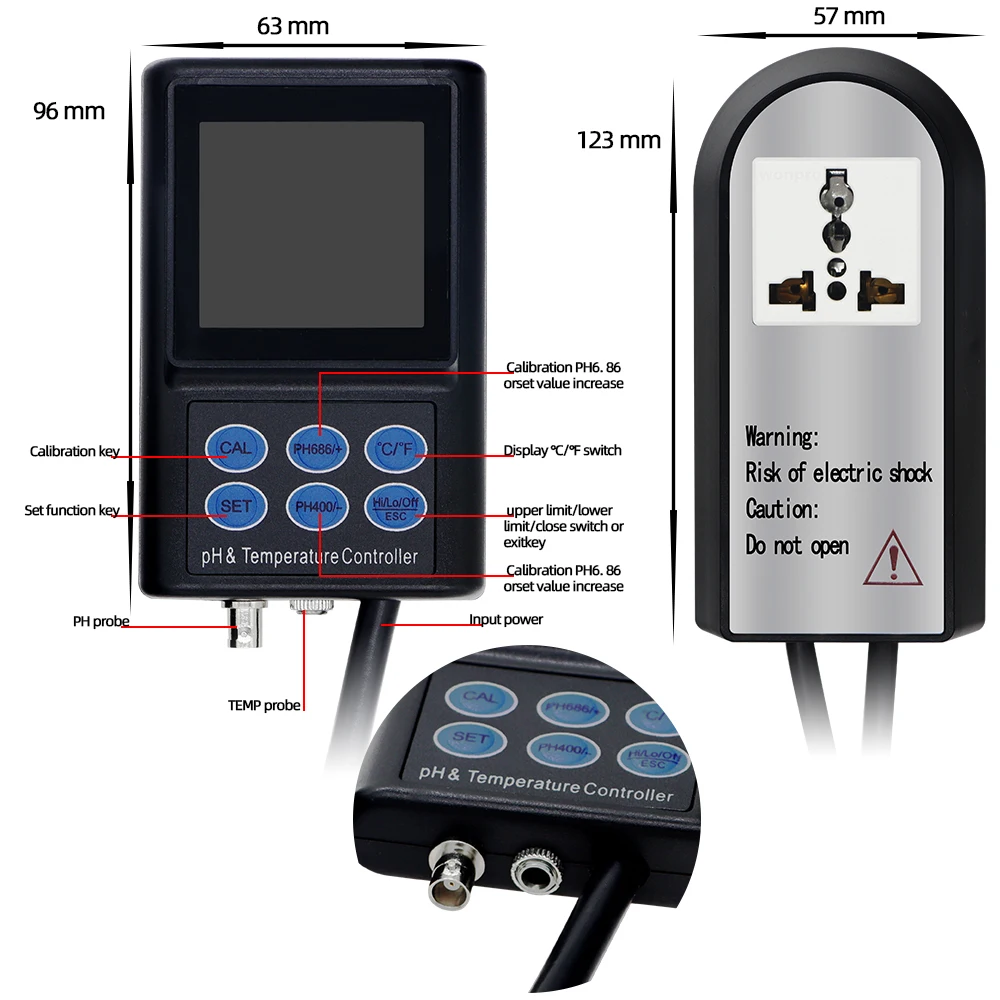 PH-221 Digital PH and Temperature Controller Meter With Backlight LCD Display Water Tester For Aquarium swimming pool 40% Off