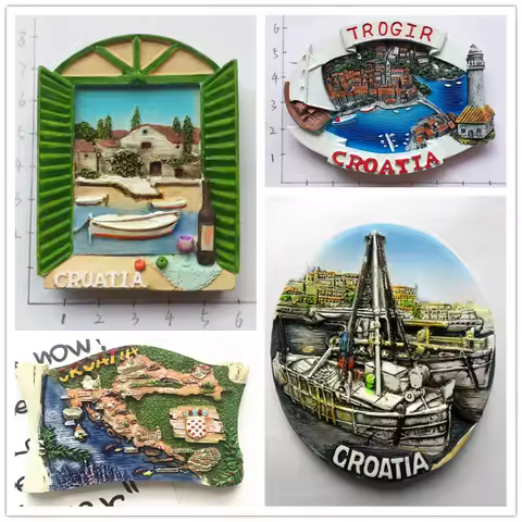 World Heritage City of Trojil Croatia Tourist Souvenir Map Shape Window To Croatia 3d Resin Refrigerator Magnets Gifts Idea