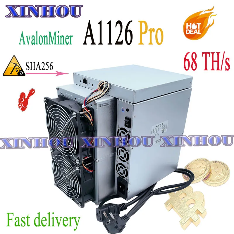 AvalonMiner Miner A1126Pro 68T SHA256 BTC BCH Asic Better than Avalon A1246 A1166 A1066 AntMiner S19 T19 Innosilicon T3 T2T