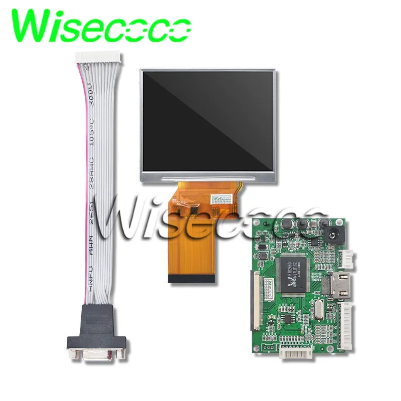 Wisecoco JT035IPS02-V0 3.5 Polegada tft ips tela lcd 640x480 vga rgb av placa de motorista 400 lêndeas alto brilho