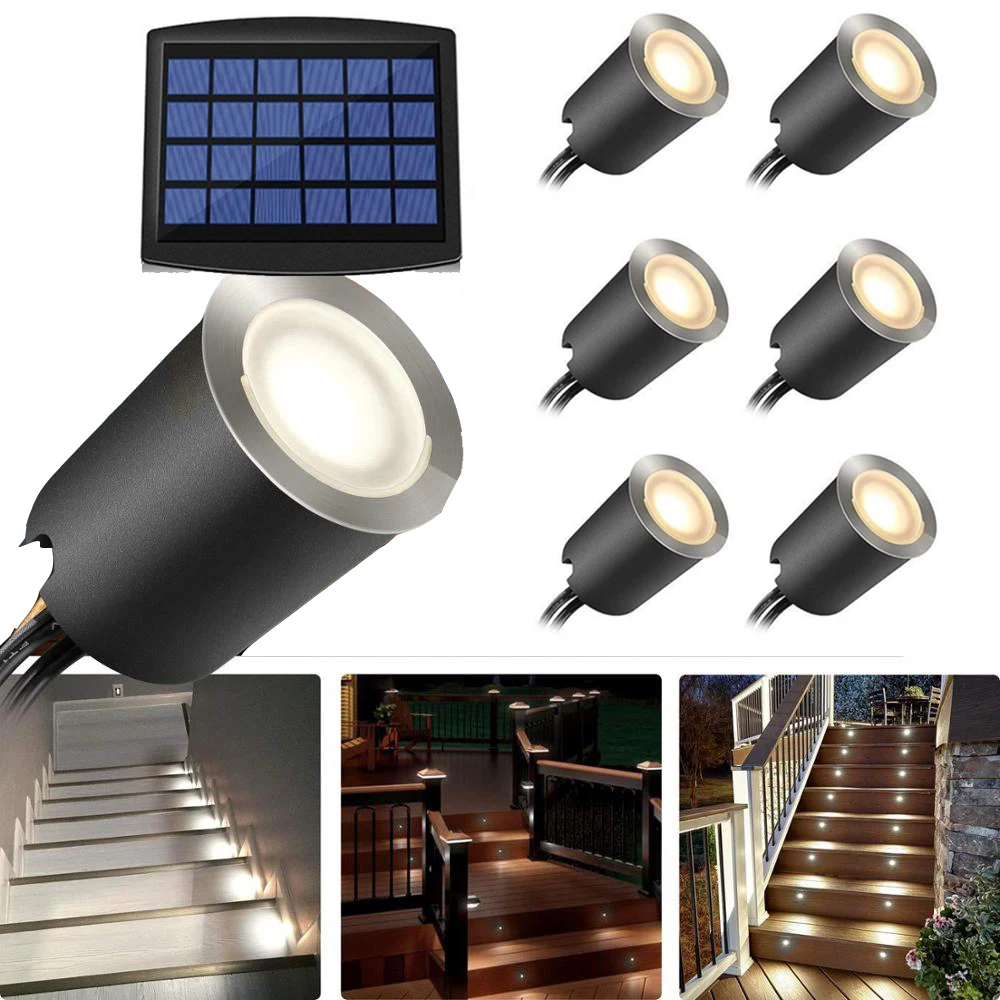 

Underground Lamp Solar Powered LED Deck Light IP67 Waterproof Stainless Steel Recessed Stair Floor Light Wall Spotlight DC12V