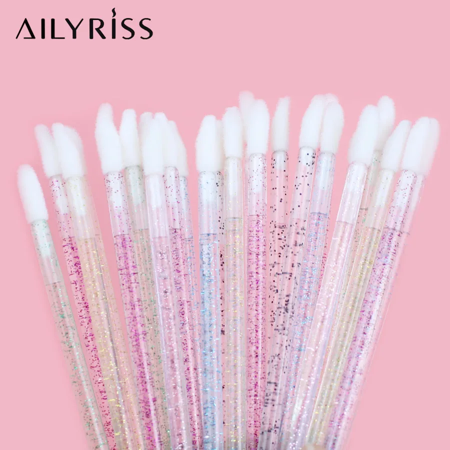 50 stks/partij Wimperverlenging Lifting Cleaner Mini Wegwerp Lip Borstels Glossy Crystal Make-Up Applicators Mascara Lippenstift Wands