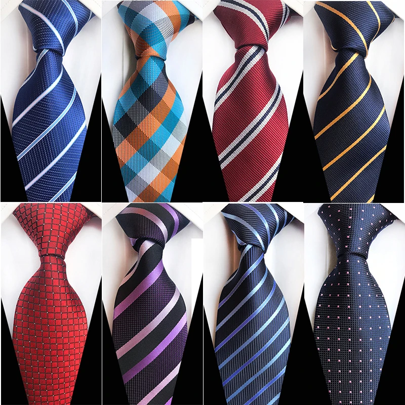 GUSLESON 8cm Men Silk Tie Solid Plaid Striped Ties For Men Formal Business Wedding Accessories Neck Tie For Man Gift Party