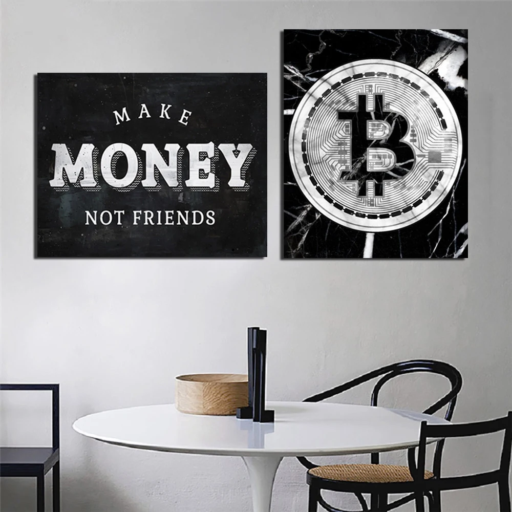 Home Decoration Painting Make Money Not Friends Wall Art Marble Bitcoin HD Print Modern Poster Canvas Cuadros Picture For Gift